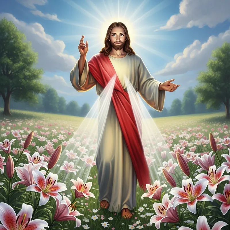 Resurrection of Jesus Among Lily Flowers - Divine Glory