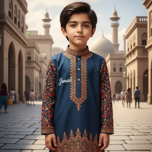 Islamic Boy 'Junaid' in Colorful Kurta Pajamas | Middle-Eastern Style