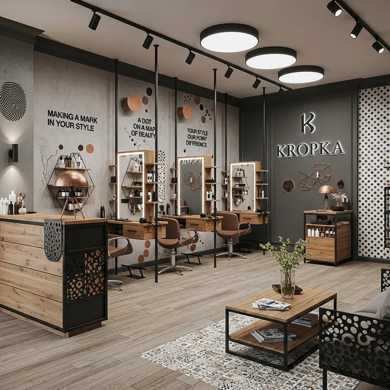 Stylish Hair Salon Design with Dot-Themed Interior | KROPKA