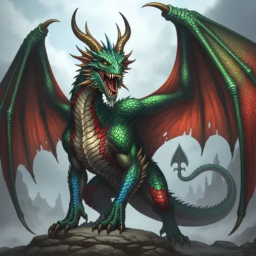 Majestic Dragon with Emerald Green Scales | Mythical Creature