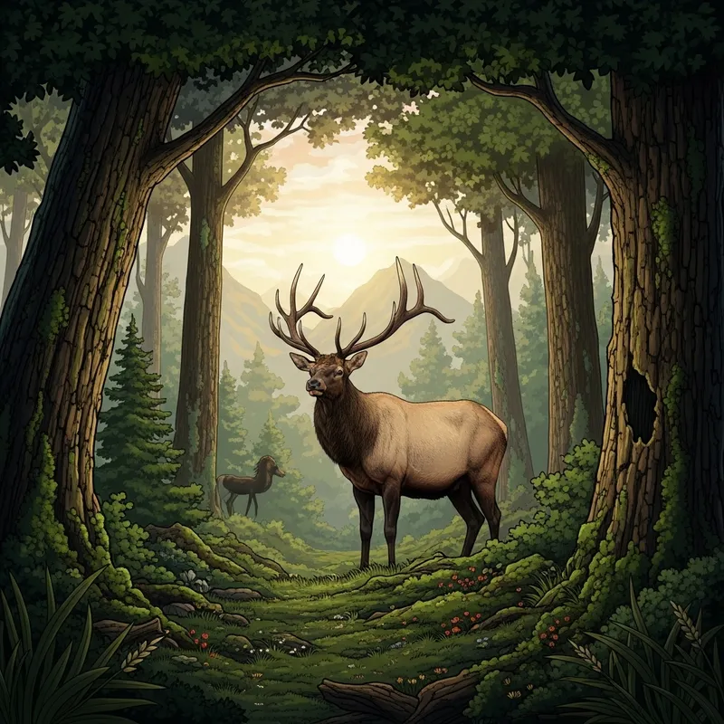 Majestic Elk in Enchanting Forest: Capturing Nature's Beauty