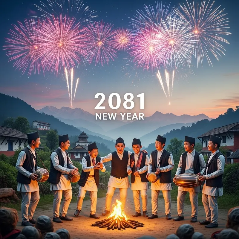 Nepali Boys Celebrate New Year 2081 Festivities