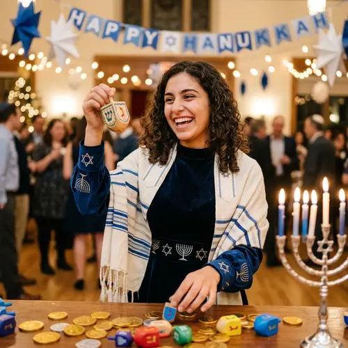 Joyful Hanukkah Celebrations in Traditional Attire