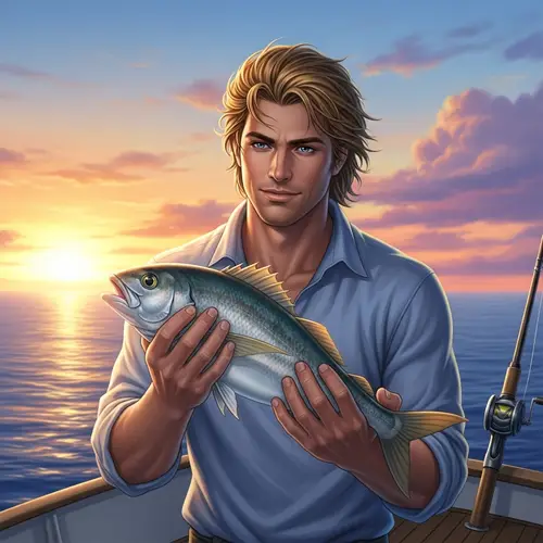 Majestic Man with Fish in the Ocean - A Stunning Scene