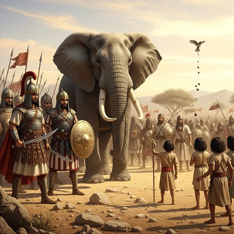 Story of the Elephant: Ancient Middle-Eastern Battle Scene