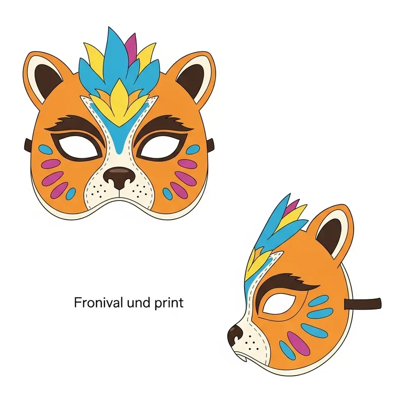 Printable Animal Carnival Mask for 6-Year-Old Kids: Fun Painting Activity