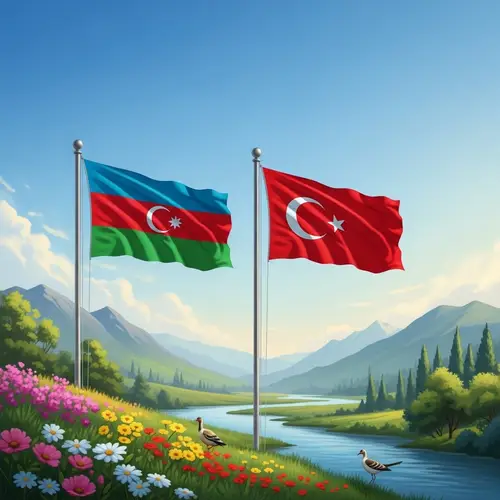 Azerbaijan and Turkey Brotherhood | Flags Unity, Beautiful Landscape