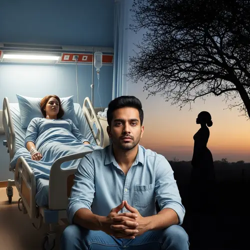 Emotionally Conflicted Man at Intersection of Responsibilities and Temptation