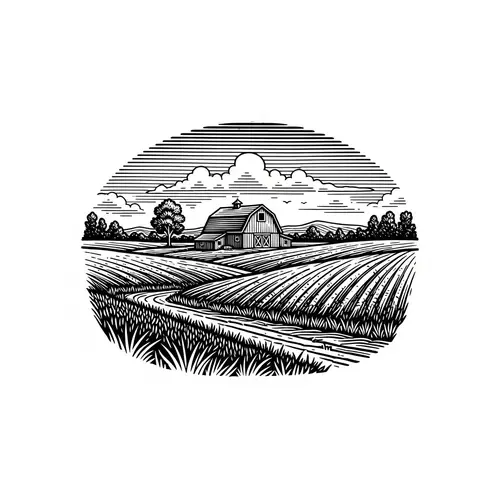 Vintage Farm Barn Black and White T-Shirt Design