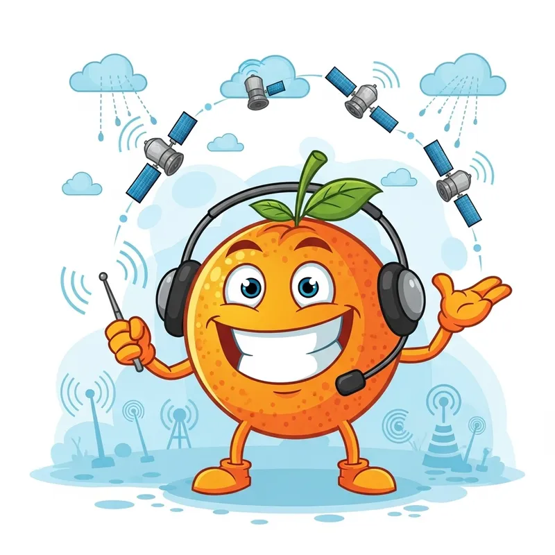 Cartoon Orange: Playful Telecommunications Character