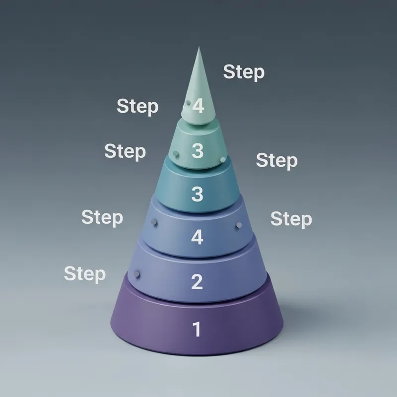 Clear & Precise 4-Step Conical Diagram