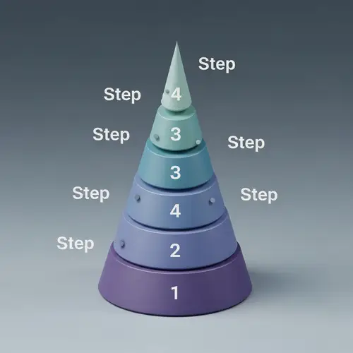 4-Step 3D Conical Diagram | Clear & Precise Visualization