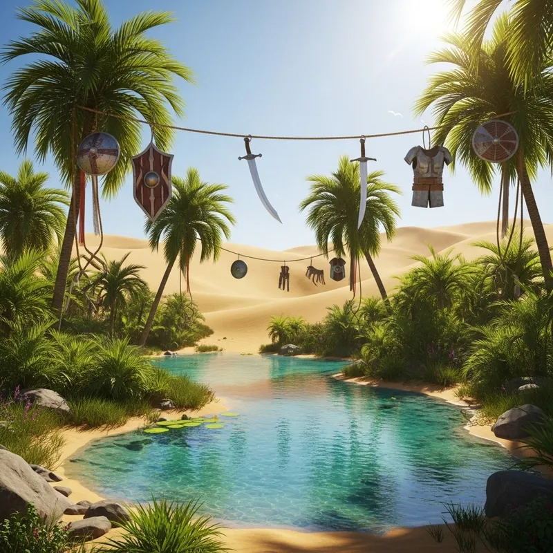 Warrior Oasis: Serene Desert Haven