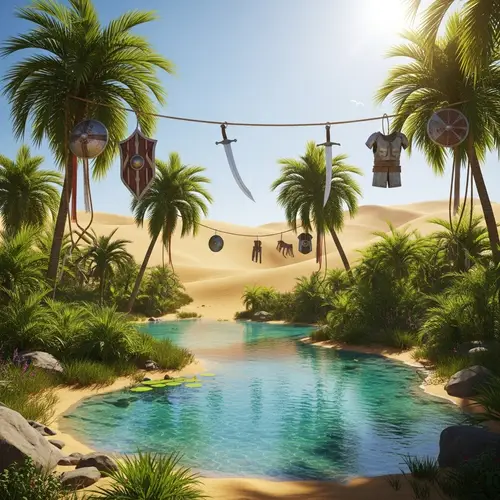 Warrior Oasis: Lush Haven Among Desert Sands