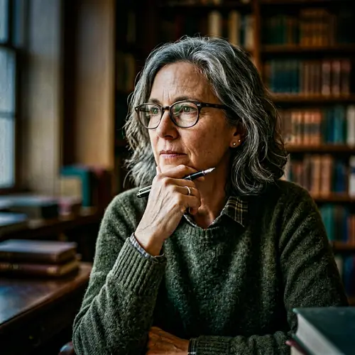 Thoughtful Author Headshot in Photorealistic Style