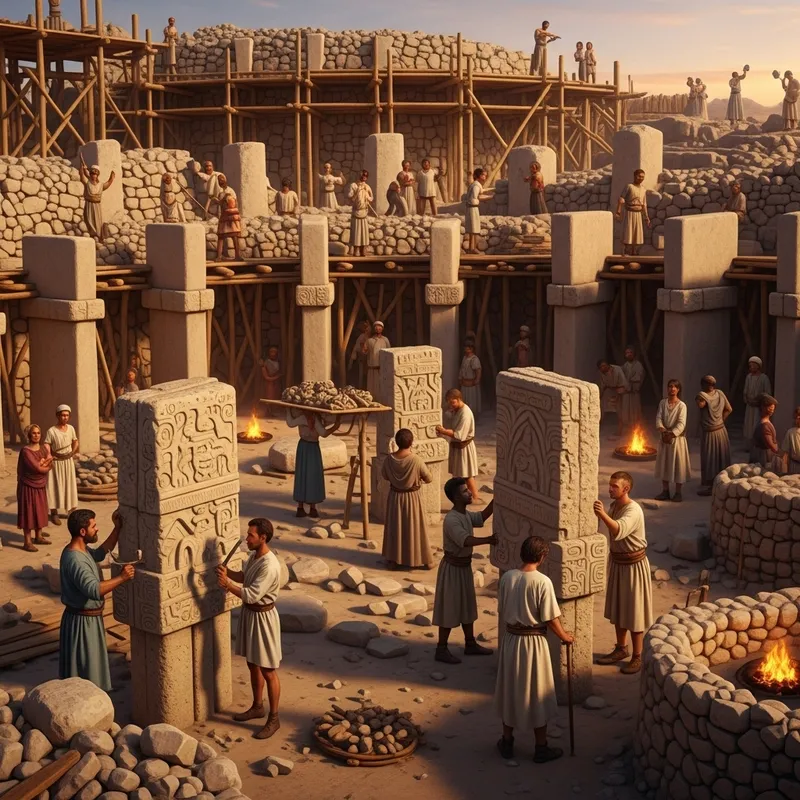 Göbeklitepe Construction: Ancient Workers Sculpting Stone 10,000 Years Ago Göbeklitepe Construction: Ancient Workers Sculpting Stone 10,000 Years Ago