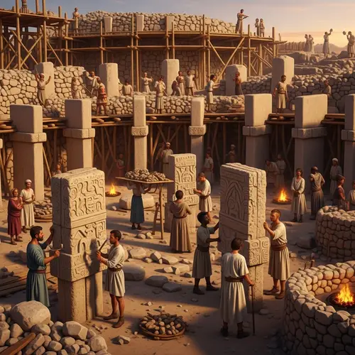 Göbeklitepe Temple Construction: Ancient Workers in Action