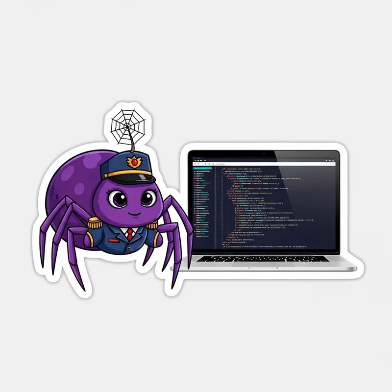 Cute Purple Spider Sticker in Military Style with HTML Code