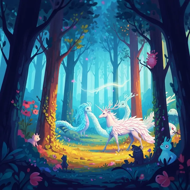 Whimsical Creature in Miniature Mystical Forest Whimsical Creature in Miniature Mystical Forest
