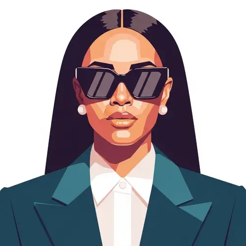 Modern Geometric Female Influencer Portrait in Three Colors