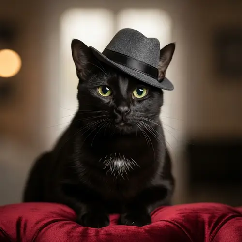 Adorable Black Cat in a Hat - Cute Cat Fashion