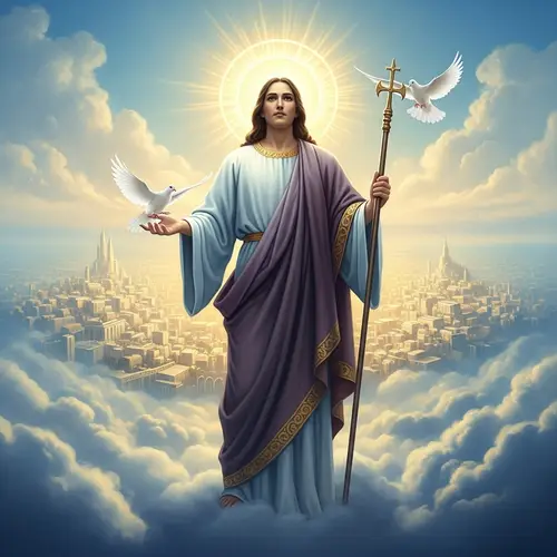 Divine Figure on Cloud | Ethereal Sanctity and Goodness