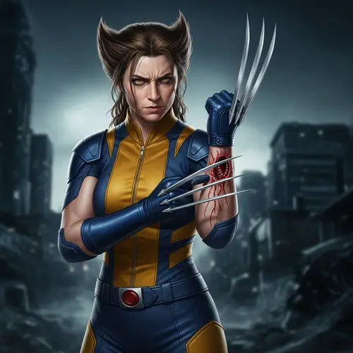 Female Wolverine Character with Zombie Bite | Action-packed Image