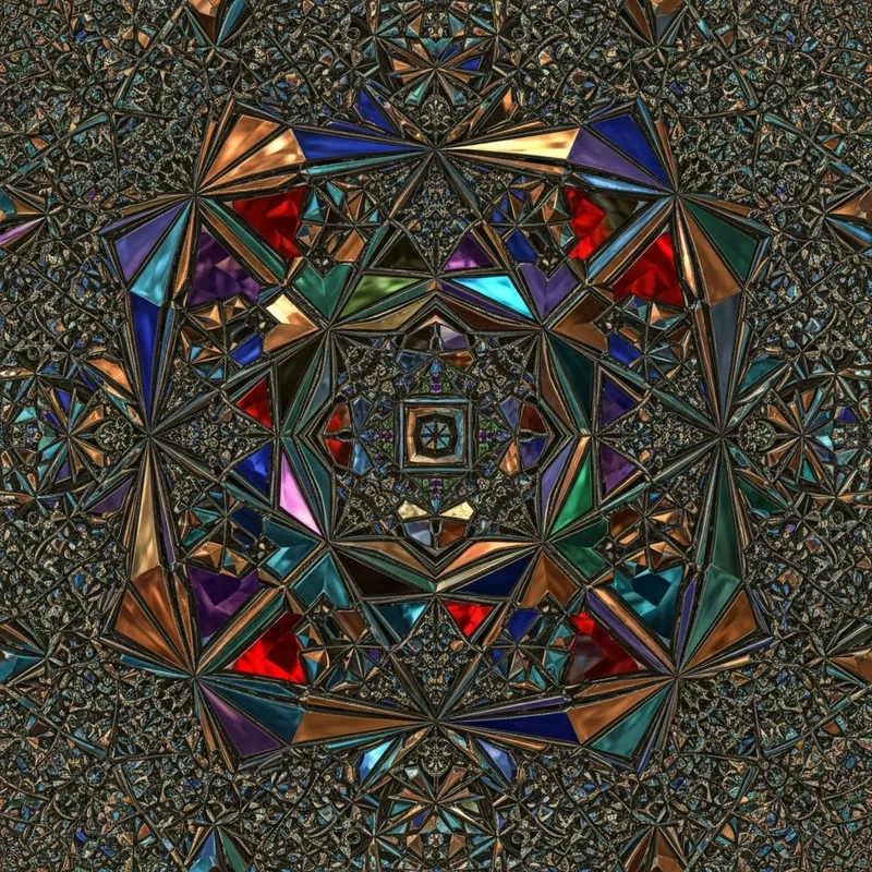 Colorful Metallic Geometrical Fractal - Mesmerizing Artwork