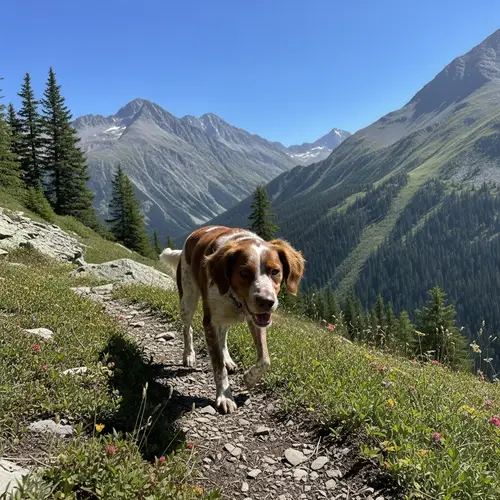 Brittany Spaniel German Pointer Mix: Mountain Wilderness Exploration