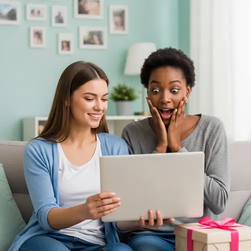 Heartwarming Gift Exchange in Cheerfully Decorated Living Room