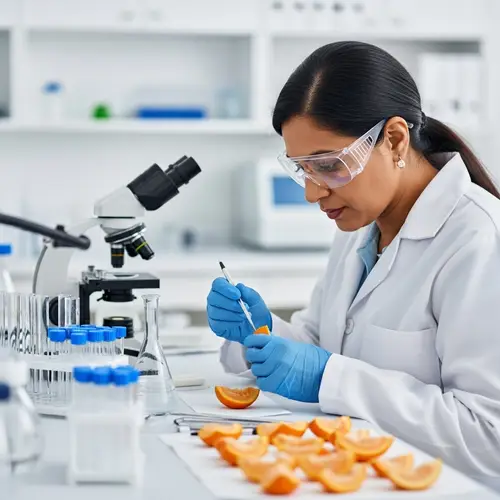 South Asian Woman Chemist in Lab Studying Food