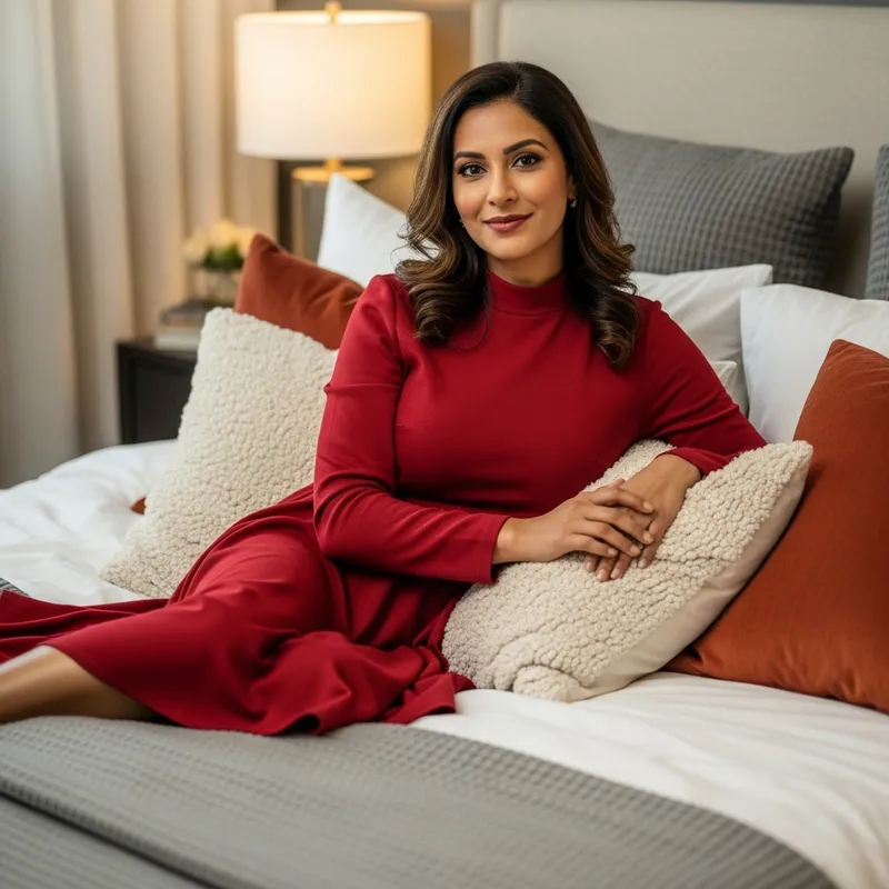 Elegant Indian Woman in Red Dress - Confident Style