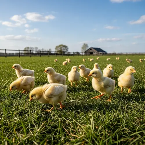 Lively Baby Chicks in Spring Meadow | Farmyard Bliss