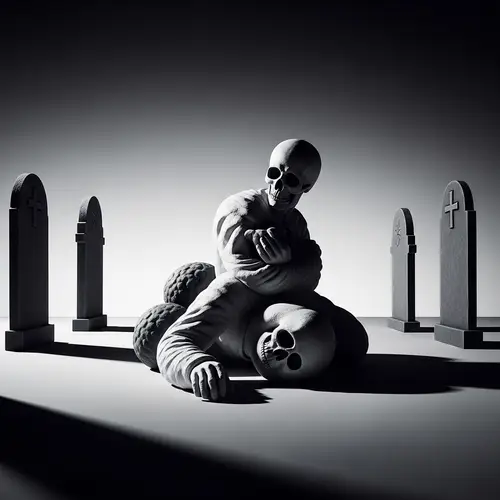 Eternal Rest Artwork: Surrealistic Concept in Monochrome Style