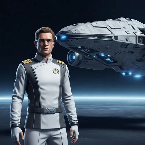 Futuristic White Starship Captain | Space Explorer