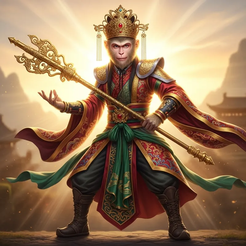 Sun Wukong Art - Legendary Monkey King in Golden Sunlight Sun Wukong Art - Legendary Monkey King in Golden Sunlight