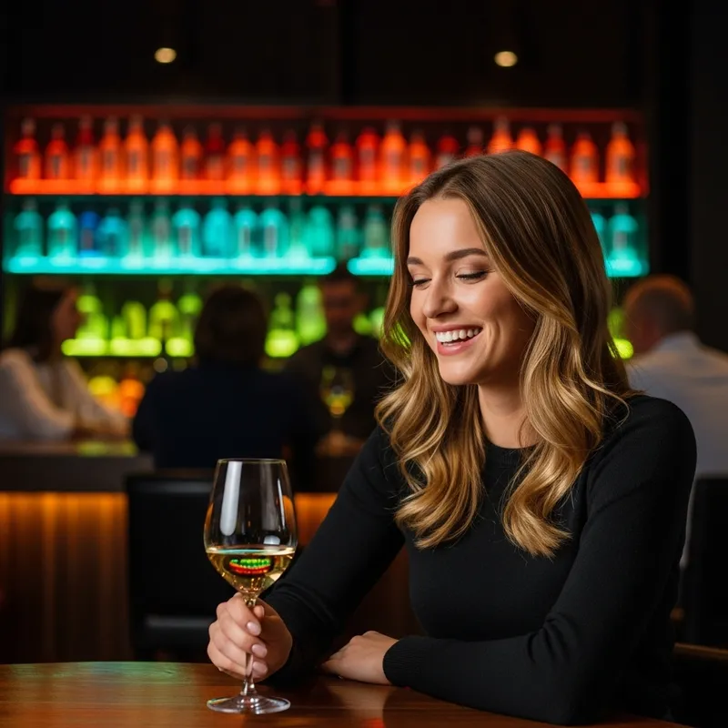 Pretty Blonde Girl Sitting at Bar | Cheery Ambiance Pretty Blonde Girl Sitting at Bar | Cheery Ambiance