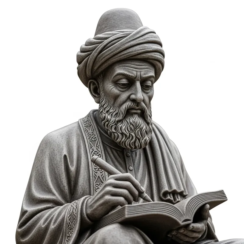 Detailed Stone Statue of 13th-Century Poet Rumi Detailed Stone Statue of 13th-Century Poet Rumi