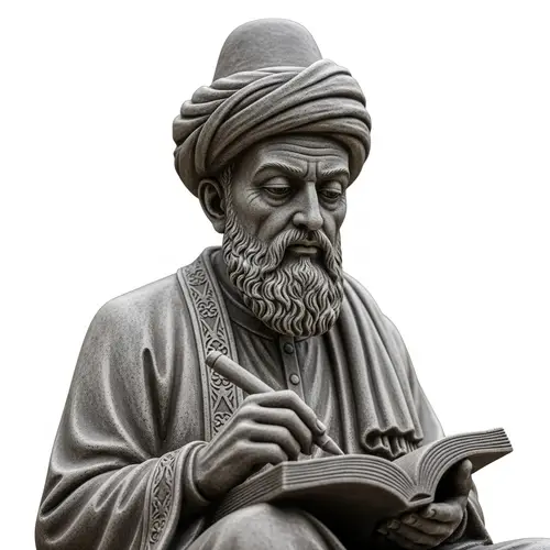 Detailed Stone Statue of Renowned Poet Rumi