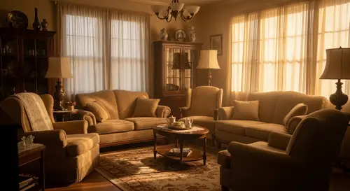 Cozy Vintage Living Room in Claude Monet Style | Fine Art Photography