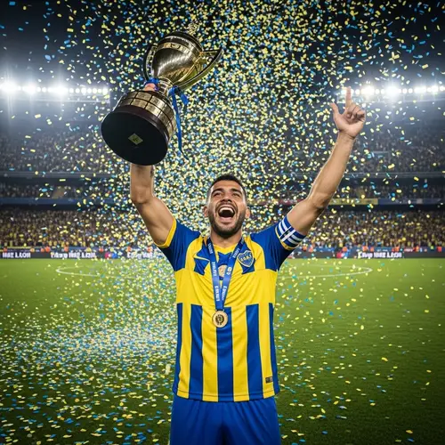 South American Soccer Player Celebrating Championship Victory