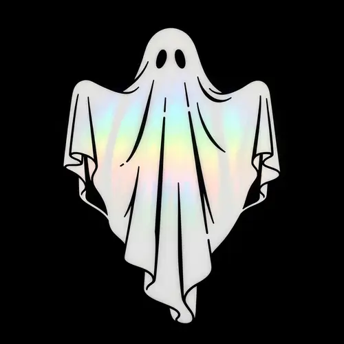 Black and White Ghost Stencil with Holographic Interior
