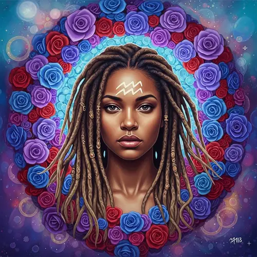 Surreal Portrait of an Aquarius Woman in Vibrant Colors