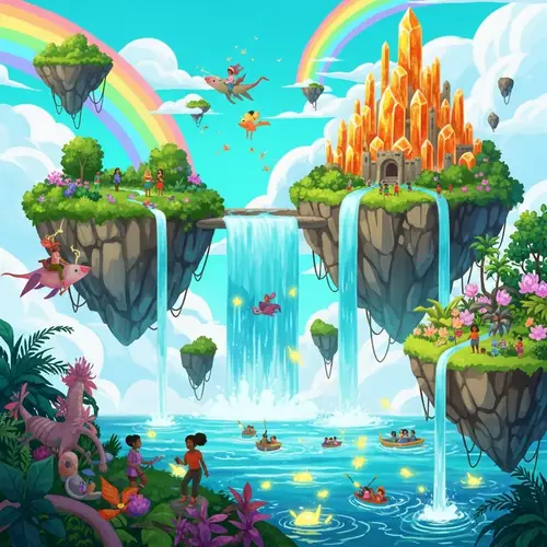 Fantastical World A3 Poster with Floating Islands & Majestic Castle