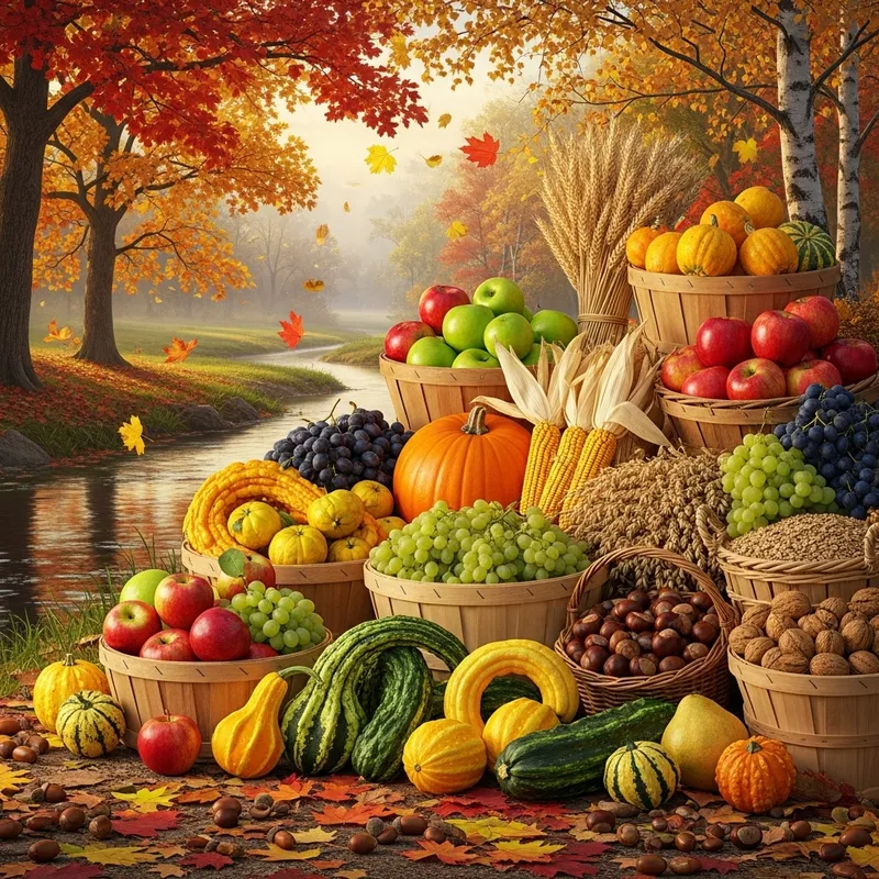 Nature's Bounty: Serene Autumn Harvest Scene