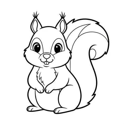 Cute Squirrel Coloring Page for Kids