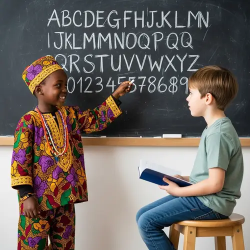 Multicultural Learning: African Child Teaching White Child