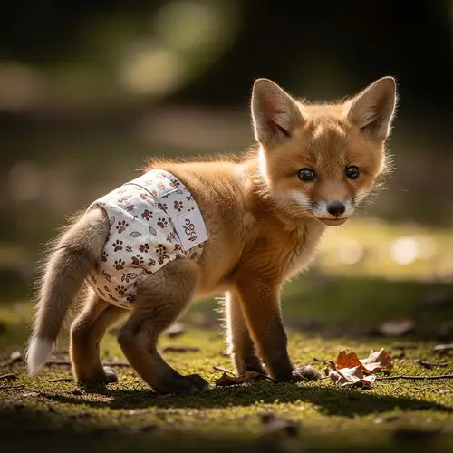 Cute Little Fox in Playful Poop Diaper
