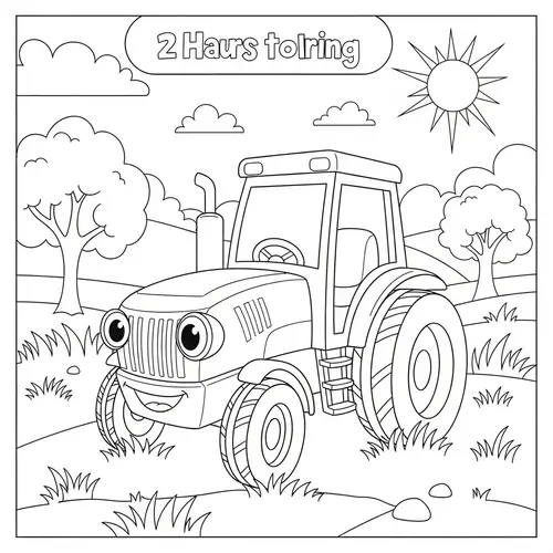 Toy Tractor Coloring Page for 2-Year-Olds