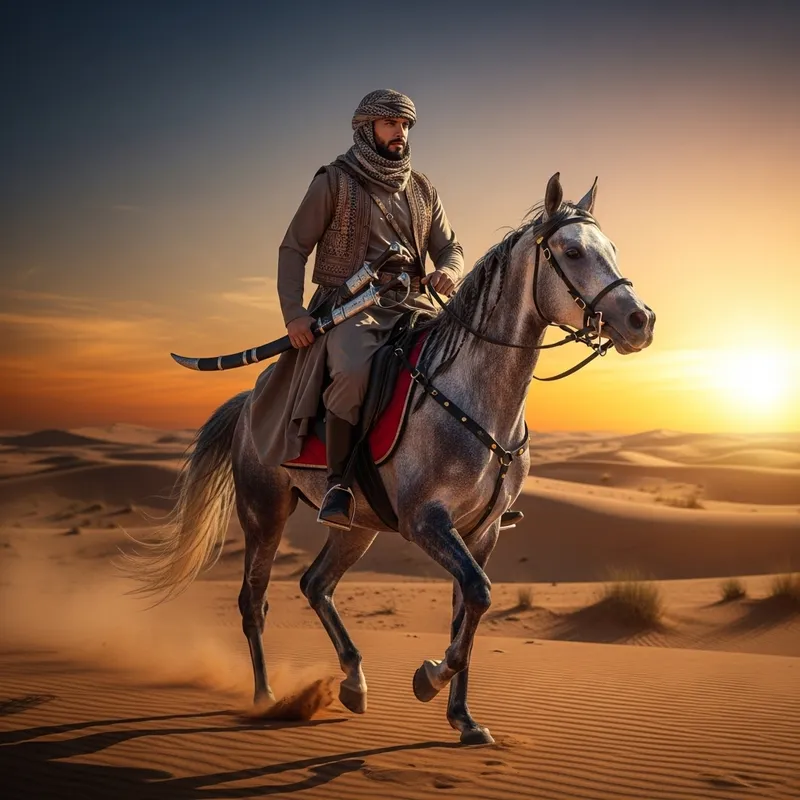 Warrior on Horseback in Arabian Deserts: Ancient to Islamic Era